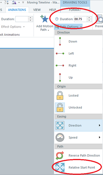 Motion Path Options Menu