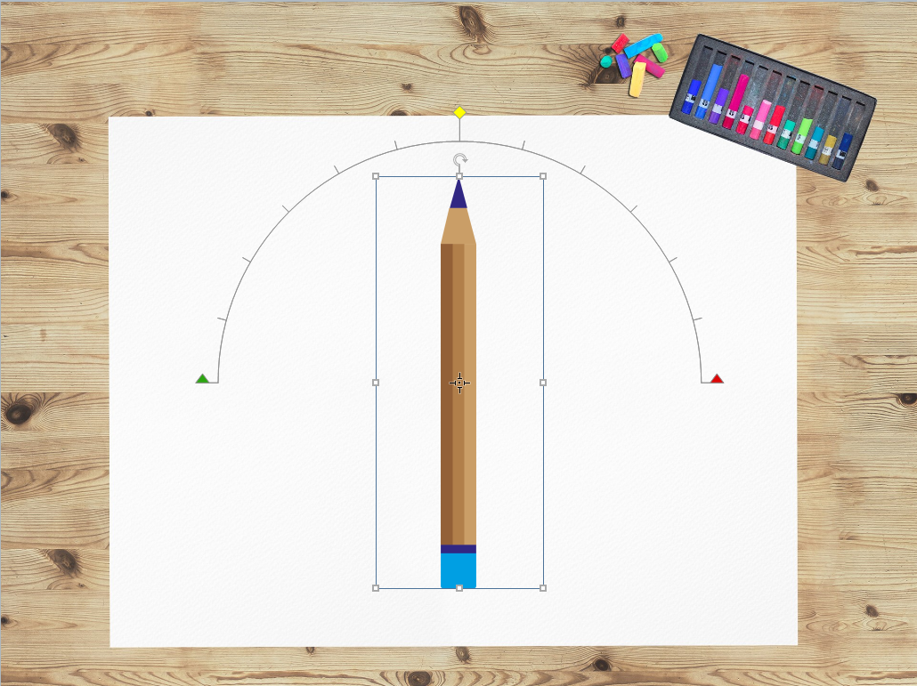The Axis Point at the center remains in place and the two far ends change position as the Dial rotates.