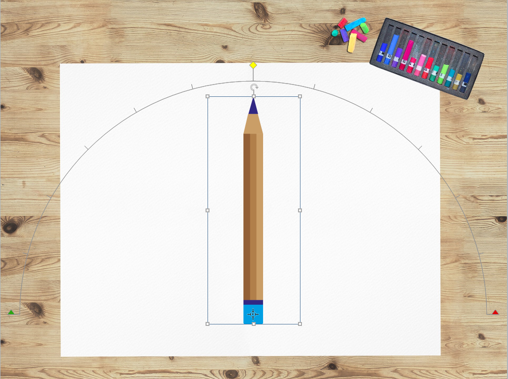 The Axis Point sits at the base of the pencil, meaning it rotates from the eraser. The eraser remains in place as the Dial spins. 