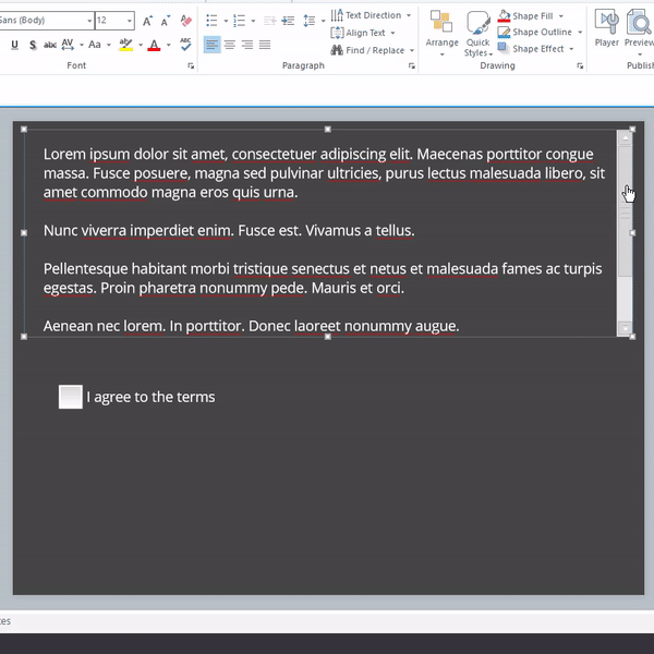 Dragging the Checkbox into the Scrolling Panel