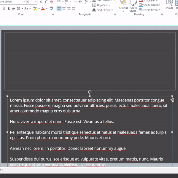 Dragging placeholder text into the Scrolling Panel