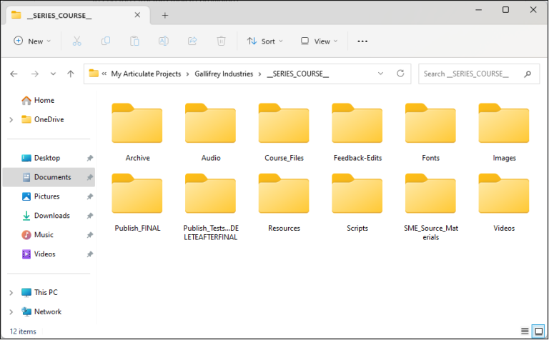How can I organize e-learning project assets for effective version ...