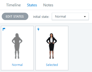 Screenshot of States for female character in Storyline 360.